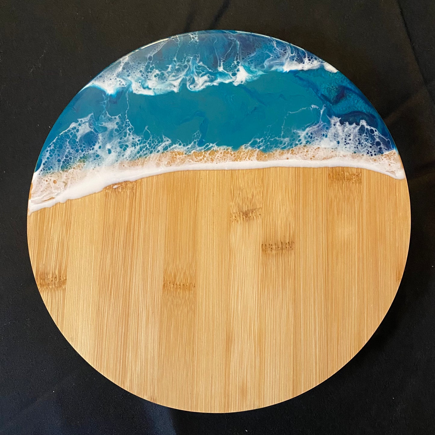 Resined ocean round lazy Susan serving board