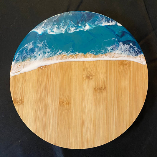 Resined ocean round lazy Susan serving board