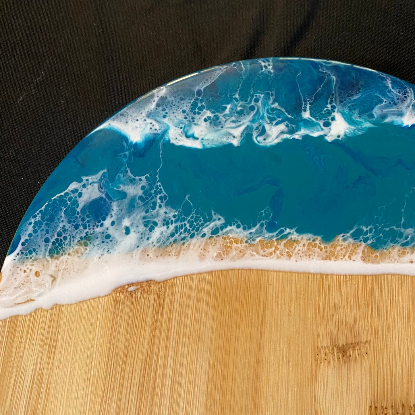 Resined ocean round lazy Susan serving board